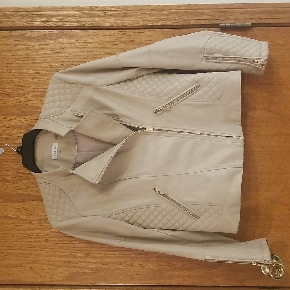 SALE! Calvin Klein faux leather moto jacket NWOT L